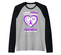 Indosso Il Viola per la consapevolezza del Cancro al Pancreas di Mio Nipote Maglia con Maniche Raglan