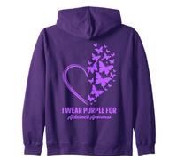 Indosso Il Viola per la consapevolezza dell'Alzheimer Butterfly Support Felpa con Cappuccio