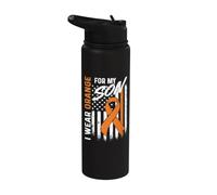 Indosso l'arancione per mio figlio Guerriero della leucemia per la consapevolezza della leucemia Stainless Steel Insulated Water Bottle