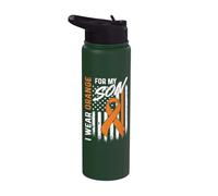 Indosso l'arancione per mio figlio Guerriero della leucemia per la consapevolezza della leucemia Stainless Steel Insulated Water Bottle
