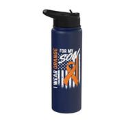 Indosso l'arancione per mio figlio Guerriero della leucemia per la consapevolezza della leucemia Stainless Steel Insulated Water Bottle