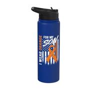 Indosso l'arancione per mio figlio Guerriero della leucemia per la consapevolezza della leucemia Stainless Steel Insulated Water Bottle