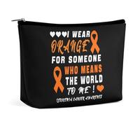 Indosso l'arancione per qualcuno che significa il mondo per me Borsa cosmetica da viaggio Borsa per il trucco portatile Borsa da toeletta di grande capacità Borse portaoggetti per donne-3