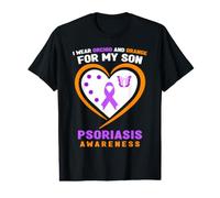 Indosso Orchidea e Arancia per la consapevolezza della psoriasi di Mio Figlio Maglietta con Stampa Grafica Economica