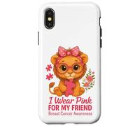 Indosso rosa per la consapevolezza del cancro al seno del leone del bambino del mio amico Custodia per iPhone X/XS