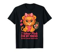 Indosso Rosa per la consapevolezza del Cancro al Seno del Leone del Bambino del Mio Amico Maglietta