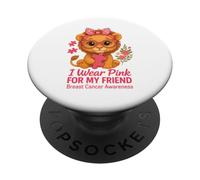 Indosso rosa per la consapevolezza del cancro al seno del leone del bambino del mio amico PopSockets PopGrip Adesivo