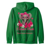 Indosso Rosa per la consapevolezza del Cancro al Seno Elefante per Il Mio Amico Felpa con Cappuccio