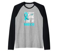 Indosso Teal Because I Love My Niece Cancro cervicale Maglia con Maniche Raglan