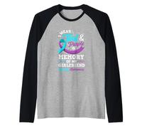 Indosso Teal E Viola in Memoria della Mia Ragazza Maglia con Maniche Raglan
