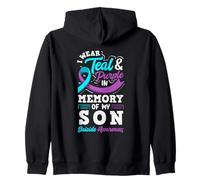 Indosso Teal E Viola in Memoria di Mio Figlio Felpa con Cappuccio