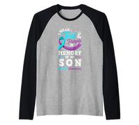 Indosso Teal E Viola in Memoria di Mio Figlio Maglia con Maniche Raglan