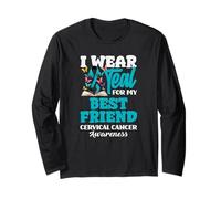 Indosso Teal per la consapevolezza del Cancro cervicale del Mio Migliore Amico Maglia a Manica