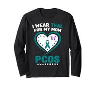 Indosso Teal per La Mia Mamma PCOS Awareness Maglia a Manica