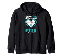 Indosso Teal per la mia matrigna PTSD consapevolezza Felpa con Cappuccio