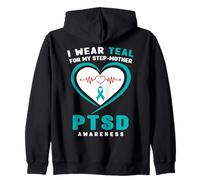 Indosso Teal per la mia matrigna PTSD consapevolezza Felpa con Cappuccio