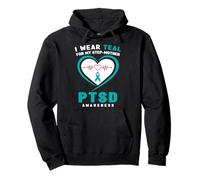 Indosso Teal per la mia matrigna PTSD consapevolezza Felpa con Cappuccio