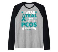 Indosso Teal per la sindrome dell'ovaio policistico della consapevolezza della PCOS Maglia con Maniche Raglan