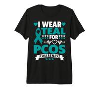 Indosso Teal per la sindrome dell'ovaio policistico della consapevolezza della PCOS Maglietta Premium