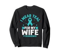 Indosso Teal Per Mia Moglie PTSDAwareness Veterano Militare Felpa