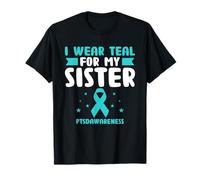 Indosso Teal Per Mia Sorella PTSDAwareness Veterano Militare Maglietta