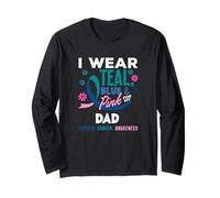 Indosso Verde Acqua, Blu e Rosa per la consapevolezza del Cancro alla tiroide di Mio Padre Maglia a Manica