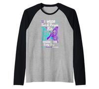 Indosso Verde Acqua e Viola per Qualcuno Che Mi Manca la prevenzione del suicidio Maglia con Maniche Raglan