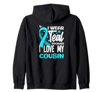 Indosso Verde Acqua perché Amo Mio Cugino Cancro cervicale Felpa con Cappuccio
