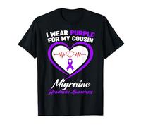 Indosso Viola per la consapevolezza del Mal di Testa di Mio Cugino emicrania Maglietta