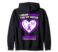 Indosso Viola per la consapevolezza della sindrome di mia Sorella Moebius Felpa con Cappuccio