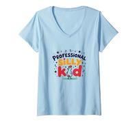 Indovina Che Culo di Pollo Professionale Stupido Bambino Umorismo Maglietta con Collo a V, Donna, Celeste, L