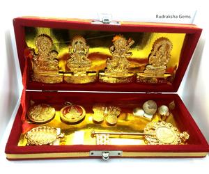 Indù Dio Statua Yantra Diwali Puja Scatola Kubera Ganesh Laxmi Signora Indiana