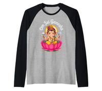 Indù Ganesha Puja Elefante Dio India Meditazione Yoga Murti Maglia con Maniche Raglan