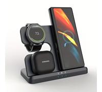 Inductive Charging Dock per Samsung, Caricatore Wireless 3 in 1 per Galaxy Watch 6/6 Classic/5/5 Pro/4/3/Active 2/1 Caricatore per Samsung Galaxy S24 Ultra S23 S22 S21 Z Flip Z Fold 5 4 Galaxy Buds