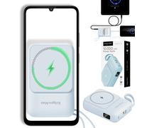 Induktives Powerbank 10000 mAh von Kruger&Matz, magnetisch, mit Kabel, blau