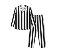 Indumenti da notte durevoli a righe bianche e nere - Set pigiama da uomo in 2 pezzi - Set pigiama da uomo ideale per tutte le stagioni, Nero , XL