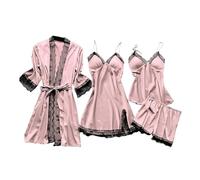 Indumenti da notte sexy da donna, set di lingerie da donna - Set di 4 camicie da notte accappatoio in pizzo da | Accappatoio da interno senza pelucchi per anniversari, fotografici, luna di miele