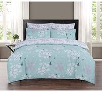 Indus Textiles Set copripiumino reversibile 100% puro cotone con motivo floreale d'anatra, matrimoniale)