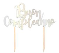 INDUSTRIA delle FESTE Cake Topper Buon Compleanno Argento 20x17cm