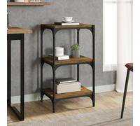Industrial Bookshelf Rovere Fumo 40x33x70.5cm - Multilayer Wood Steel Storage Shelf for Living Room Office Sturdy 3-Tier Media Organizer with Wall Mounting Kit Rustic TV Stand & Bookcase