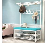 Industrial Coat Rack & Shoe Bench Entryway Storage Shelf Pipe Style Hat & Coat Stand Space Saving Hall Tree with Easy Assembly for Small Spaces