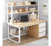 Industrial Computer Desk with Hutch Bookshelf and 3 Drawer Home Office Writing Table Workstation Ideal for Home Office Use