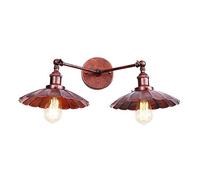 Industrial Double Head Wall Sconce Vintage 3 Colors Metal Wall Light Retro E27 LED Wall Lamp Lighting Living Room Bedroom Adjustable AC 110V-240V (with 2 Light) Modern Ch (Iron Rust)