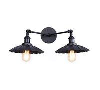 Industrial Double Head Wall Sconce Vintage 3 Colors Metal Wall Light Retro E27 LED Wall Lamp Lighting Living Room Bedroom Adjustable AC 110V-240V (with 2 Light) Modern Ch (Black)