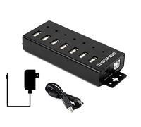 Industrial Grade USB HUB 2.0 with Power Supply, USB Hub 2.0/1.1 7 Port USB 2.0 Splitter Adapter with Individual LED Indicators,Data Hub with 5V 4A Power Supply for Raspberry Pi,PC,Notebook