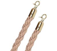 Industrial Hemp VIP Stanchion Rope Safe Queue Line Barrier,Twisted Crowd Control Rope, for Wedding Exhibition Ticket Offices(Gold Hooks,1.7m/6ft/67inch)