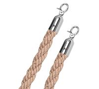 Industrial Hemp VIP Stanchion Rope Safe Queue Line Barrier,Twisted Crowd Control Rope, for Wedding Exhibition Ticket Offices(Silver Hooks,1.2m/4ft/47inch)