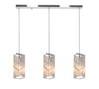 Industrial Pendant Light Fixture, Rectangular Crystal Chandeliers, Adjustable Height Hanging Lights for Kitchen Island Dining Room Bedroom, E27 Base