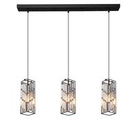 Industrial Pendant Light Fixture, Rectangular Crystal Chandeliers, Adjustable Height Hanging Lights for Kitchen Island Dining Room Bedroom, E27 Base