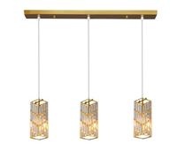 Industrial Pendant Light Fixture, Rectangular Crystal Chandeliers, Adjustable Height Hanging Lights for Kitchen Island Dining Room Bedroom, E27 Base